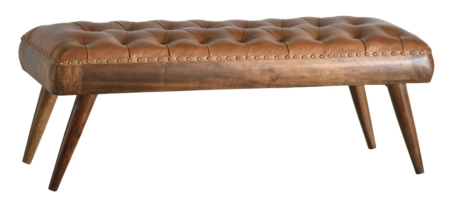 LOOMLAN Chaney Luxurious Leather 4' Bench Ottoman