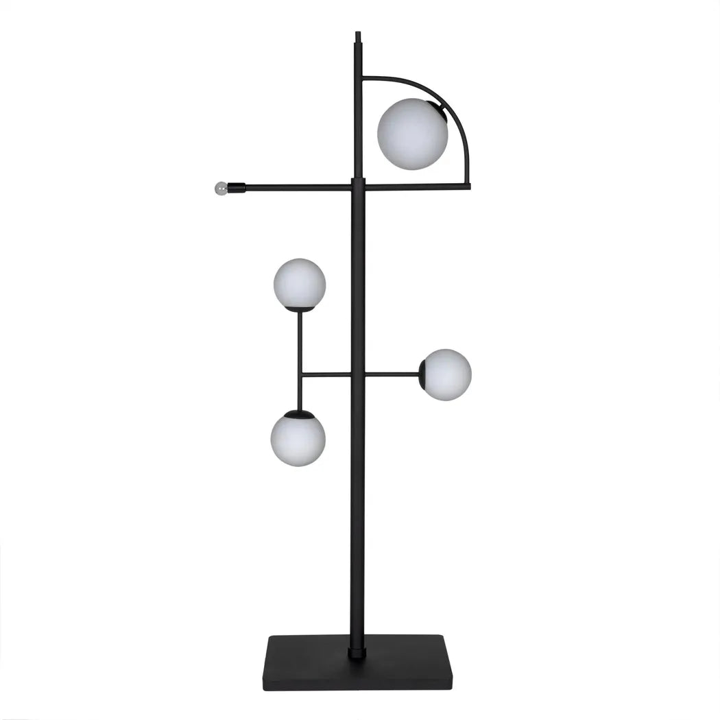 Noir Dasha Steel and Frosted Globe Floor Lamp