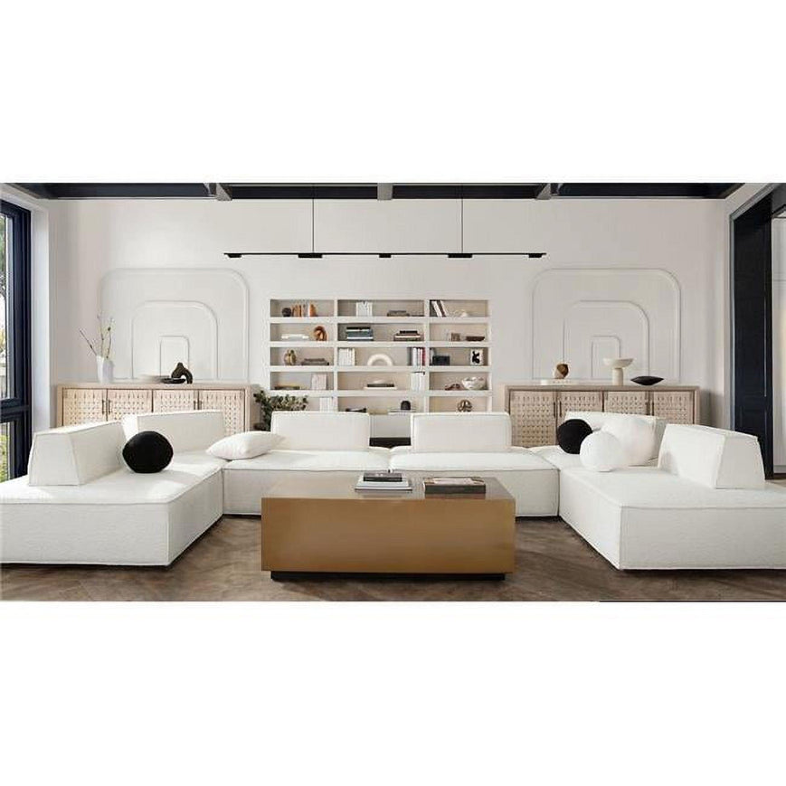 Cara Ivory Boucle Fabric Square Modular Lounger