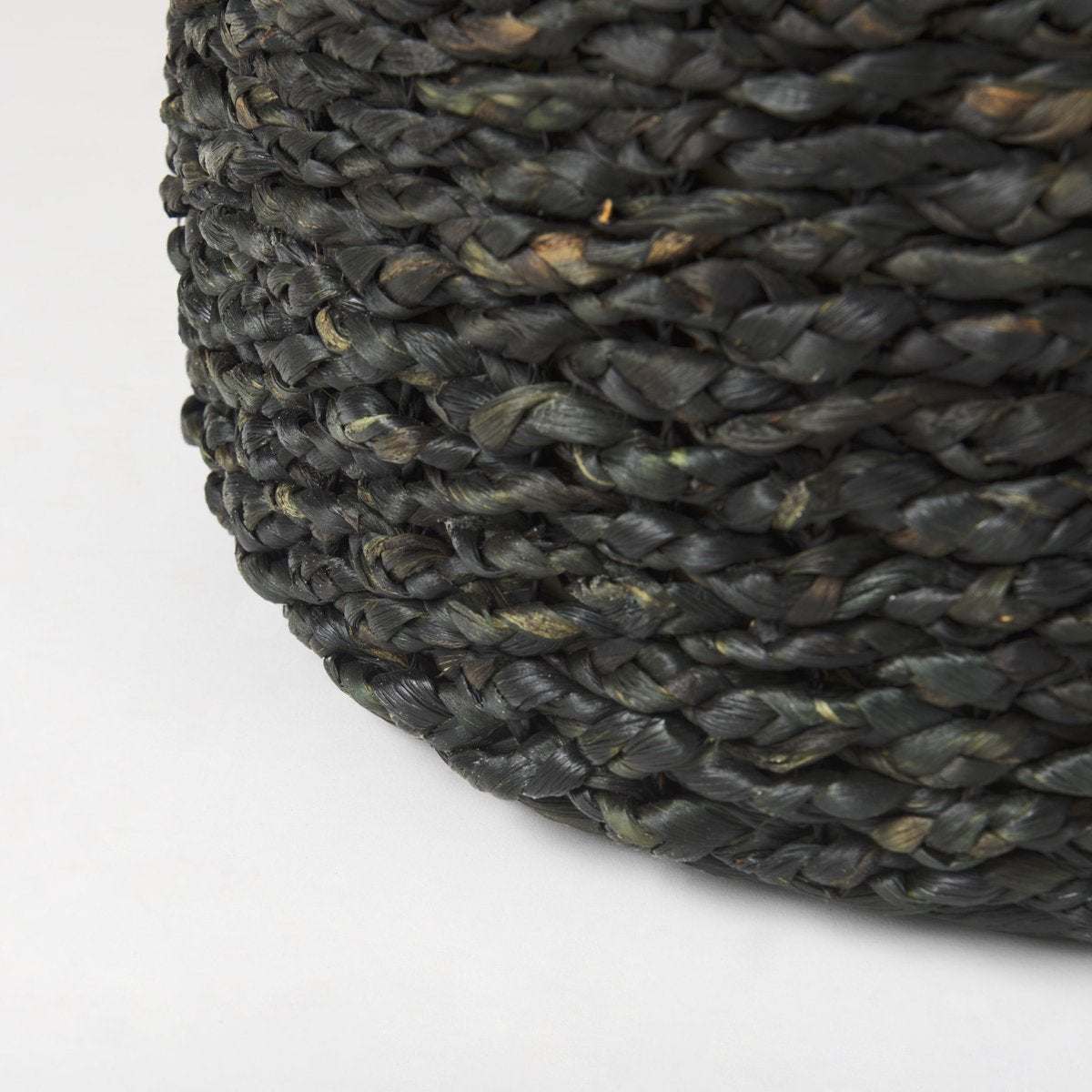 Mercana Dina Water Hyacinth Black Pouf