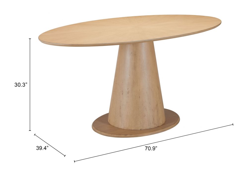 Zuo Modern Disque Natural Wooden Oval Dining Table