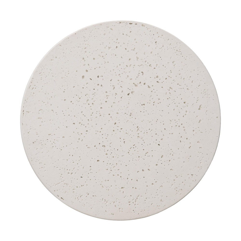 Drum 18 in. Round Chalk White Terrazzo Garden Stool-Outdoor Stools-Emissary-Sideboards and Things