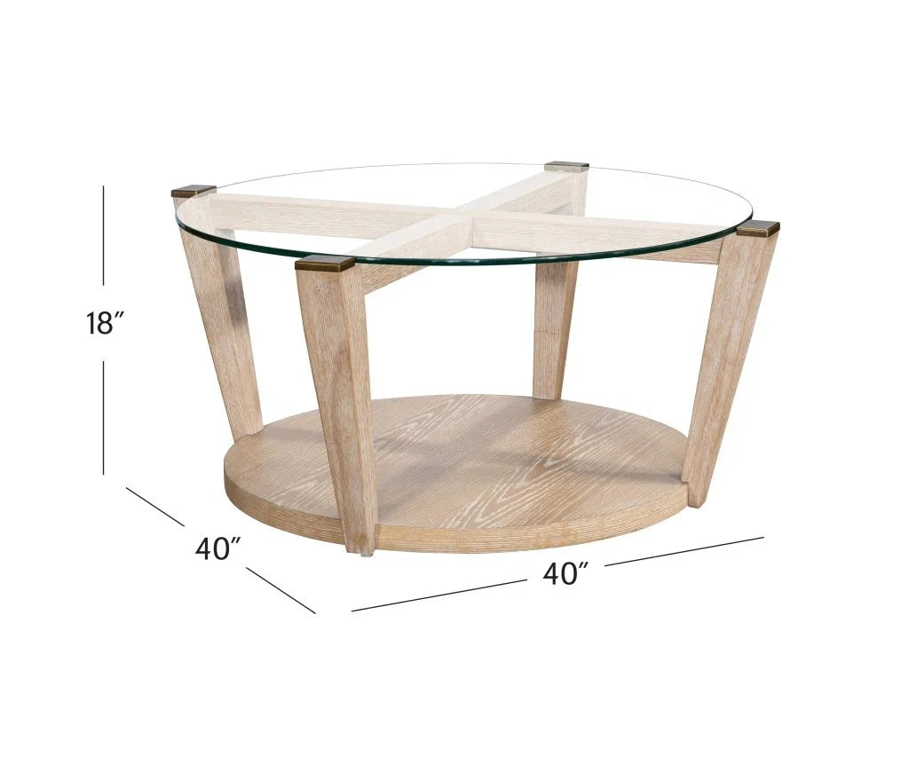 Dunes White Round Cocktail Table - LOOMLAN - Bassett Mirror - Coffee Tables