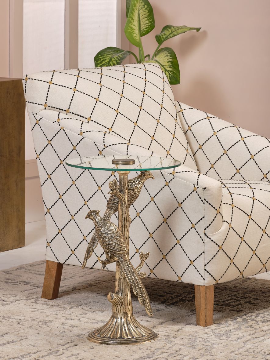 LOOMLAN Fairfax Glass Top Round Accent Table