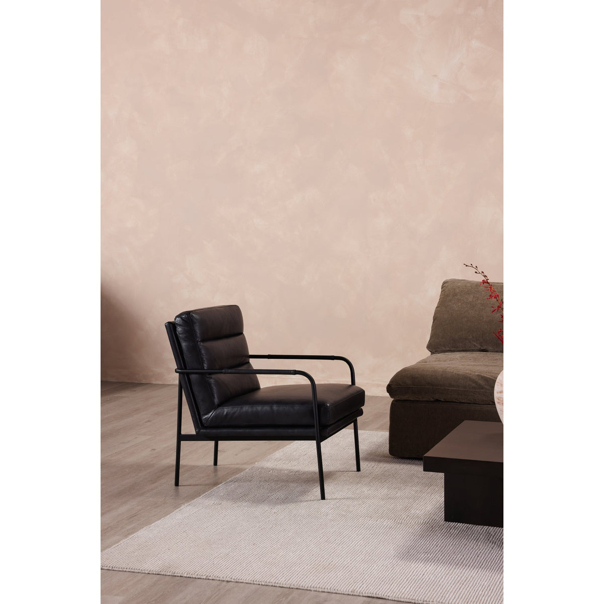 Moe's Home Verlaine Black Leather Armchair