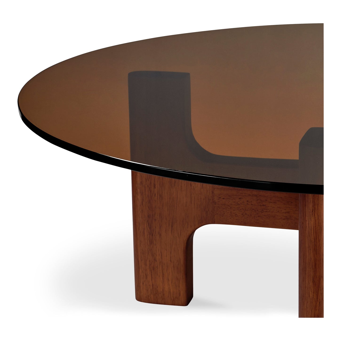 Luke Tempered Glass & Wood Round Coffee Table