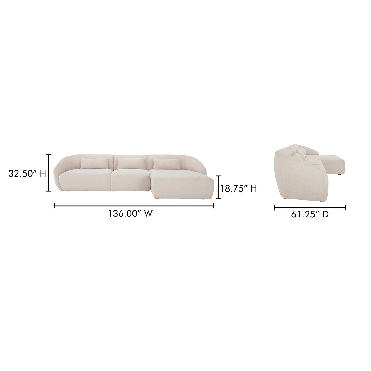 Amelia Sloped Arm Lounge Sectional Sofa