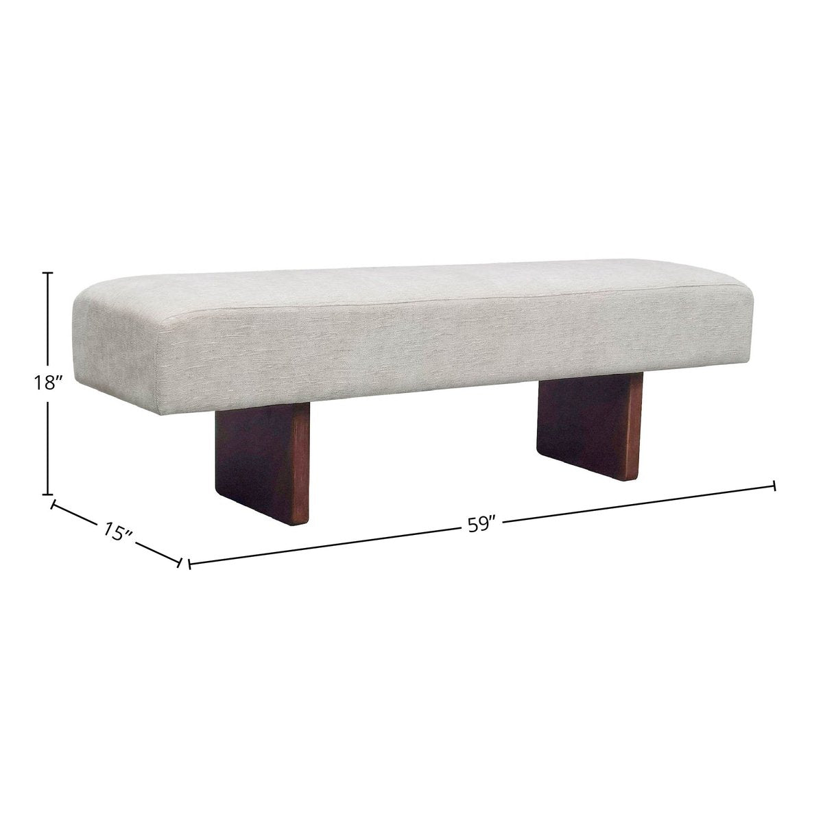 LH Home Francesca Beige Fabric Bedroom Bench