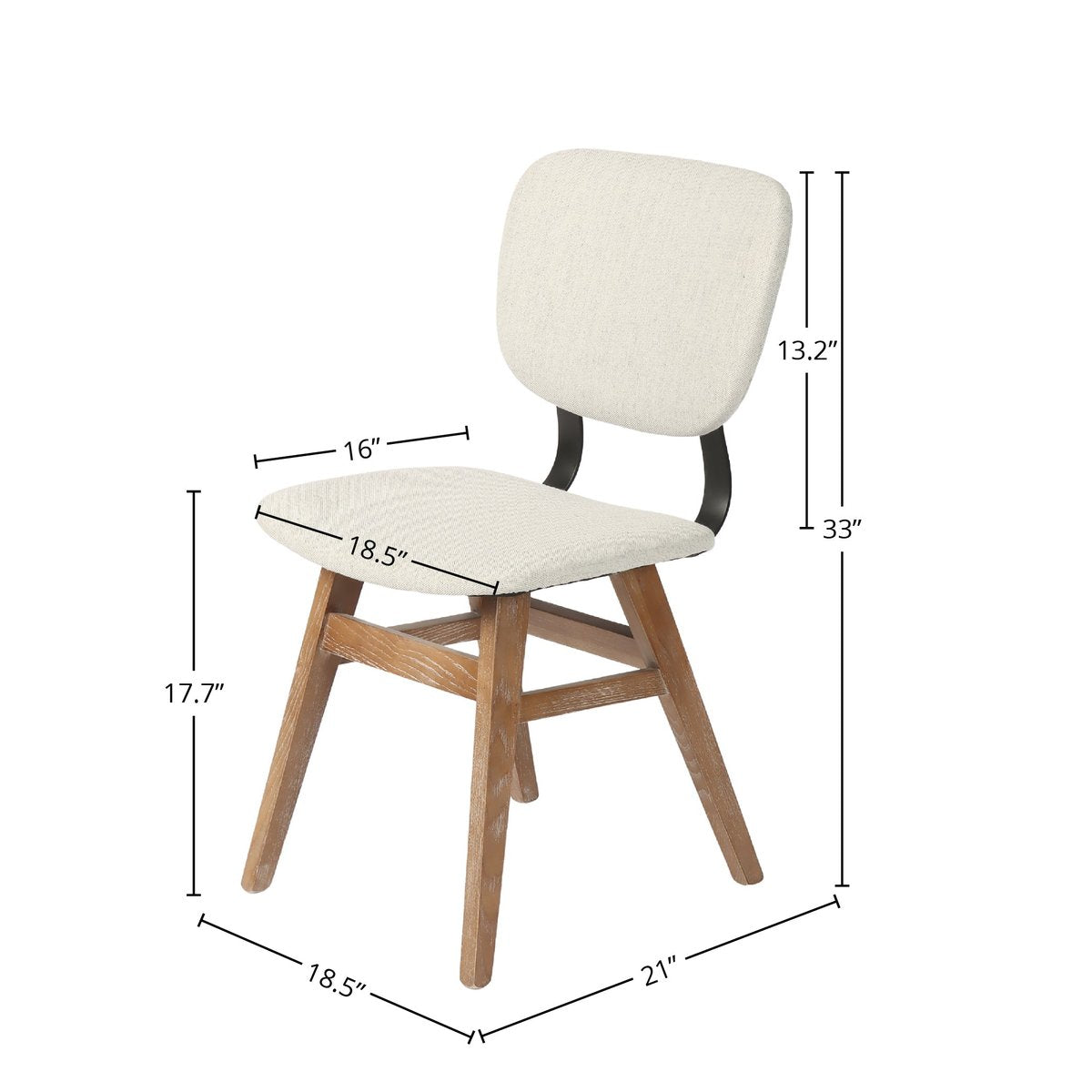 LH Home Fraser White Fabric Armless Dining Chair (Set of 2)