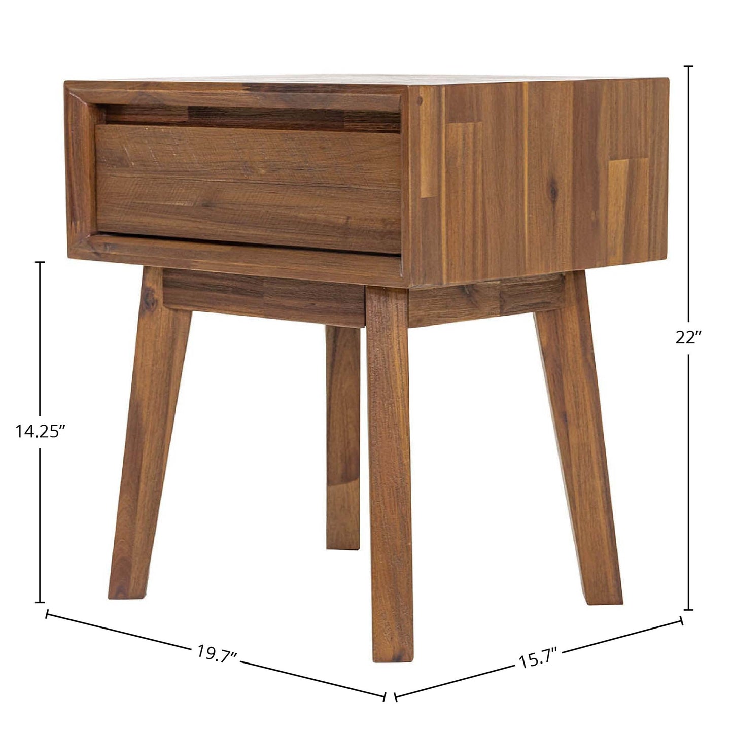 LH Home Gia One Drawer Wood Nightstand
