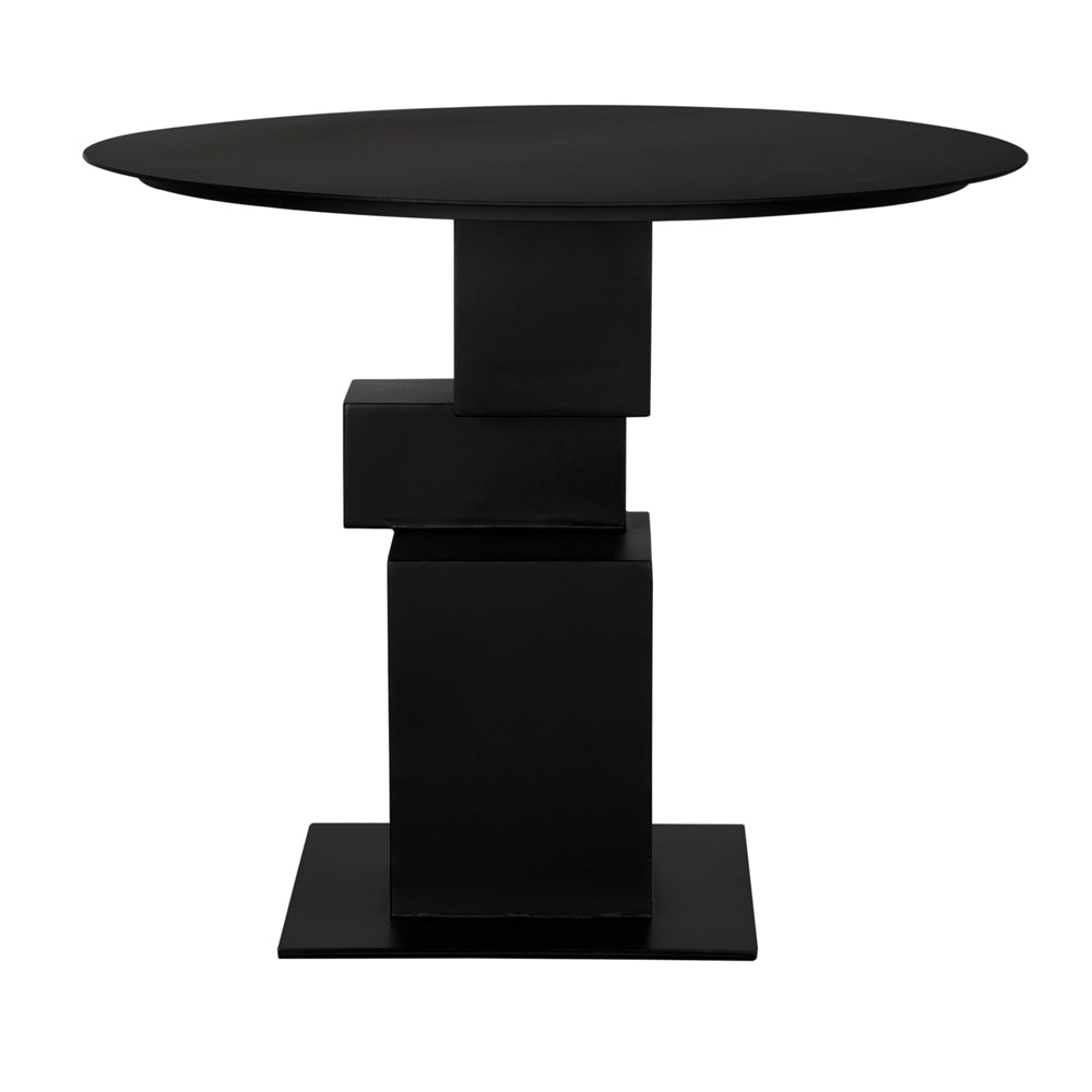 Speer Steel Black Round Dining Table
