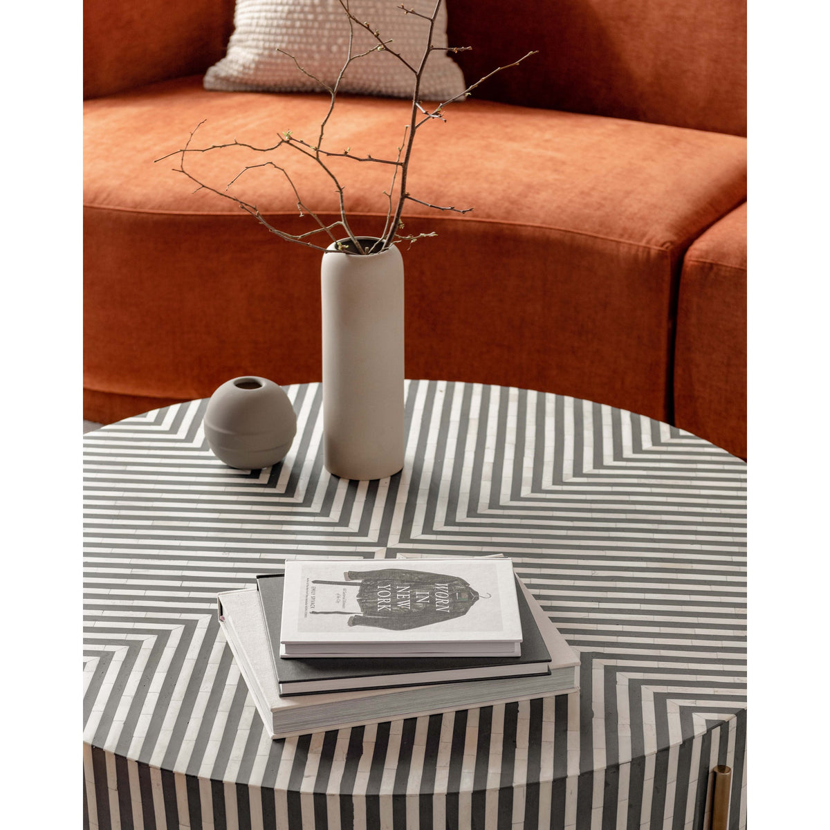 Moe's Home Chameau Black and White Round Coffee Table