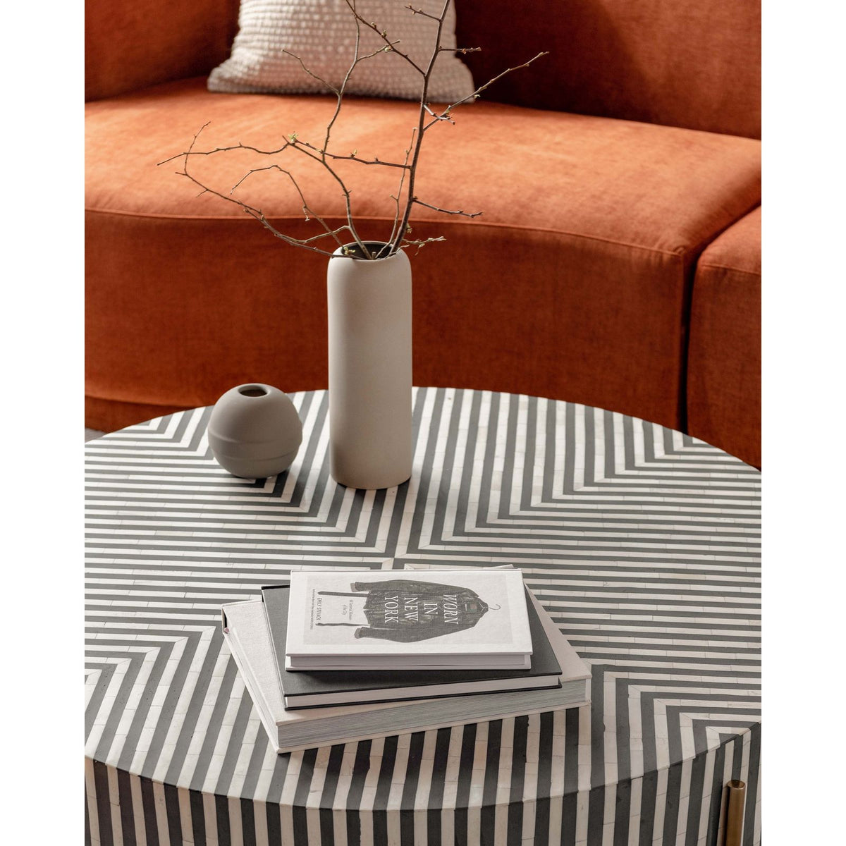 Moe's Home Chameau Black and White Round Coffee Table