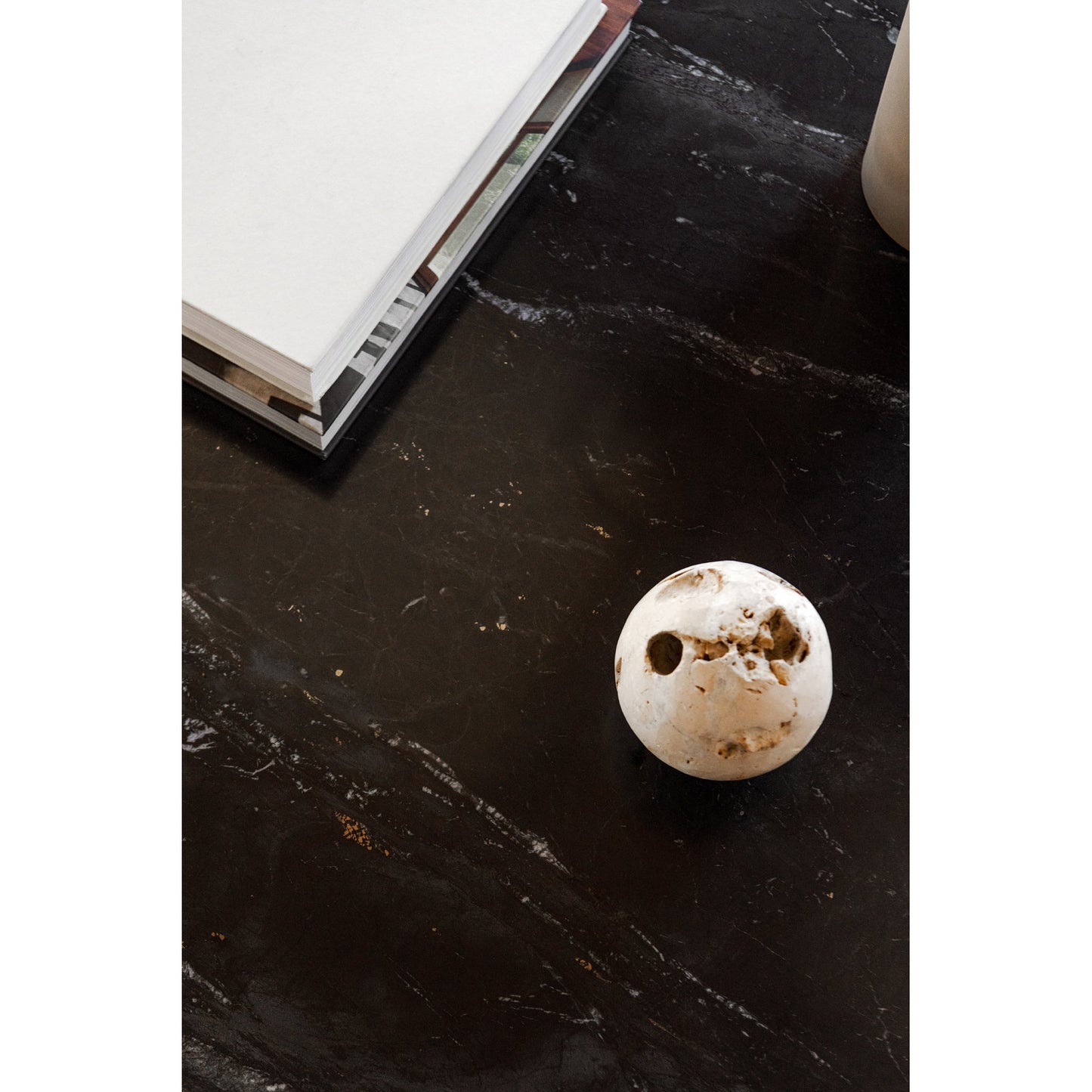 Ritual Black Marble & Wood Round Coffee Table