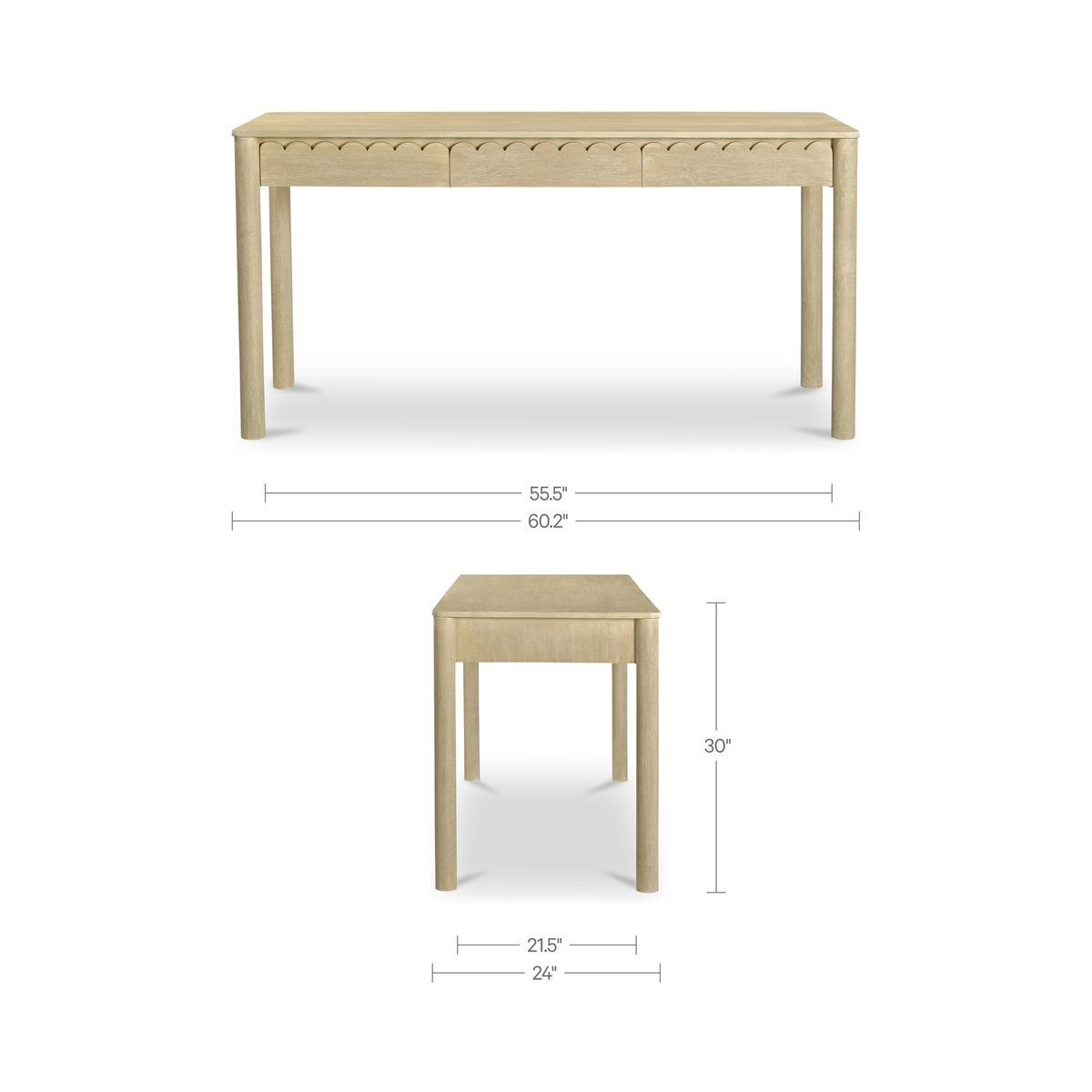 Wiley Three Drawers Wood Desk