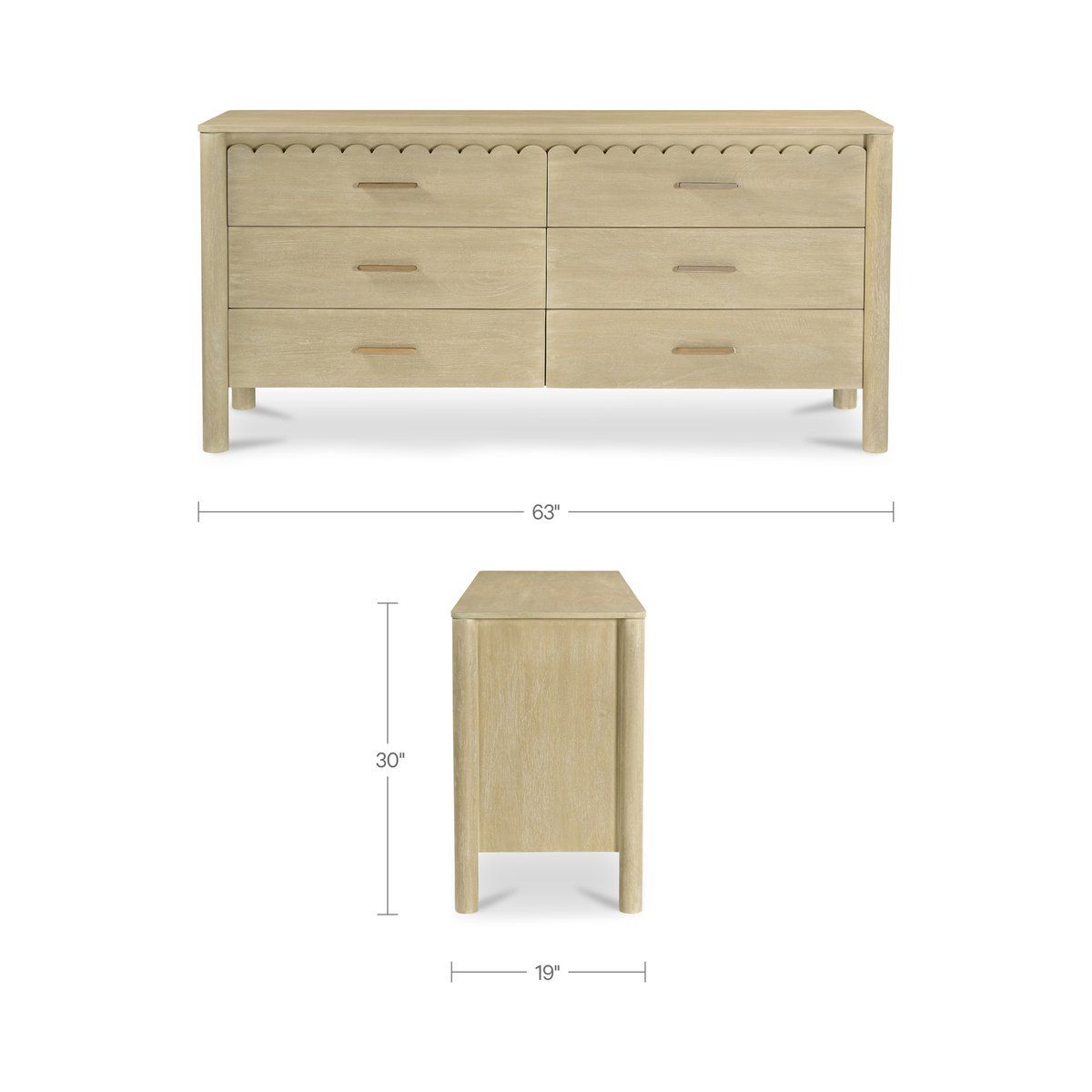 Wiley Six Drawers Wood Dresser