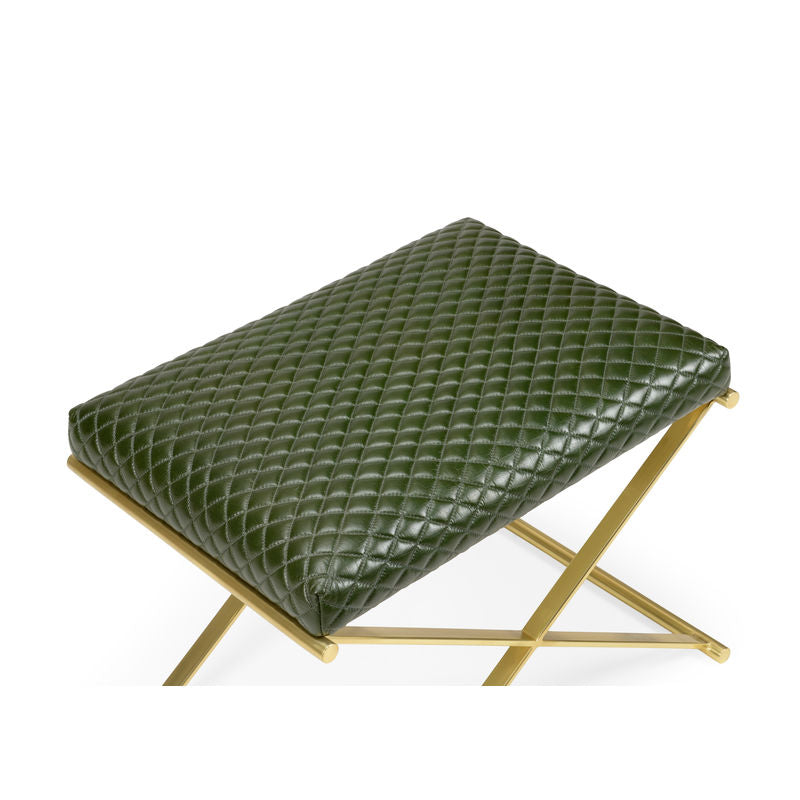 Wildwood Garrett X Base Green Leather Stool
