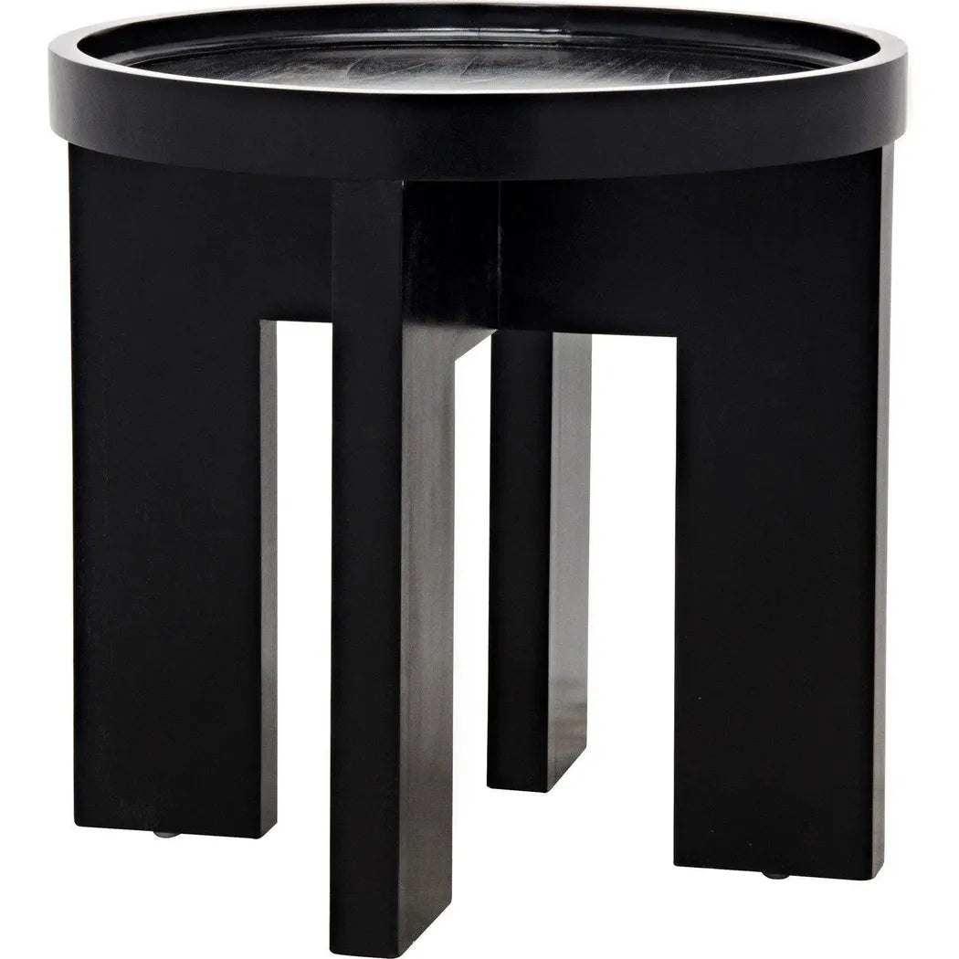 Gavin Wood Black Round Side Table