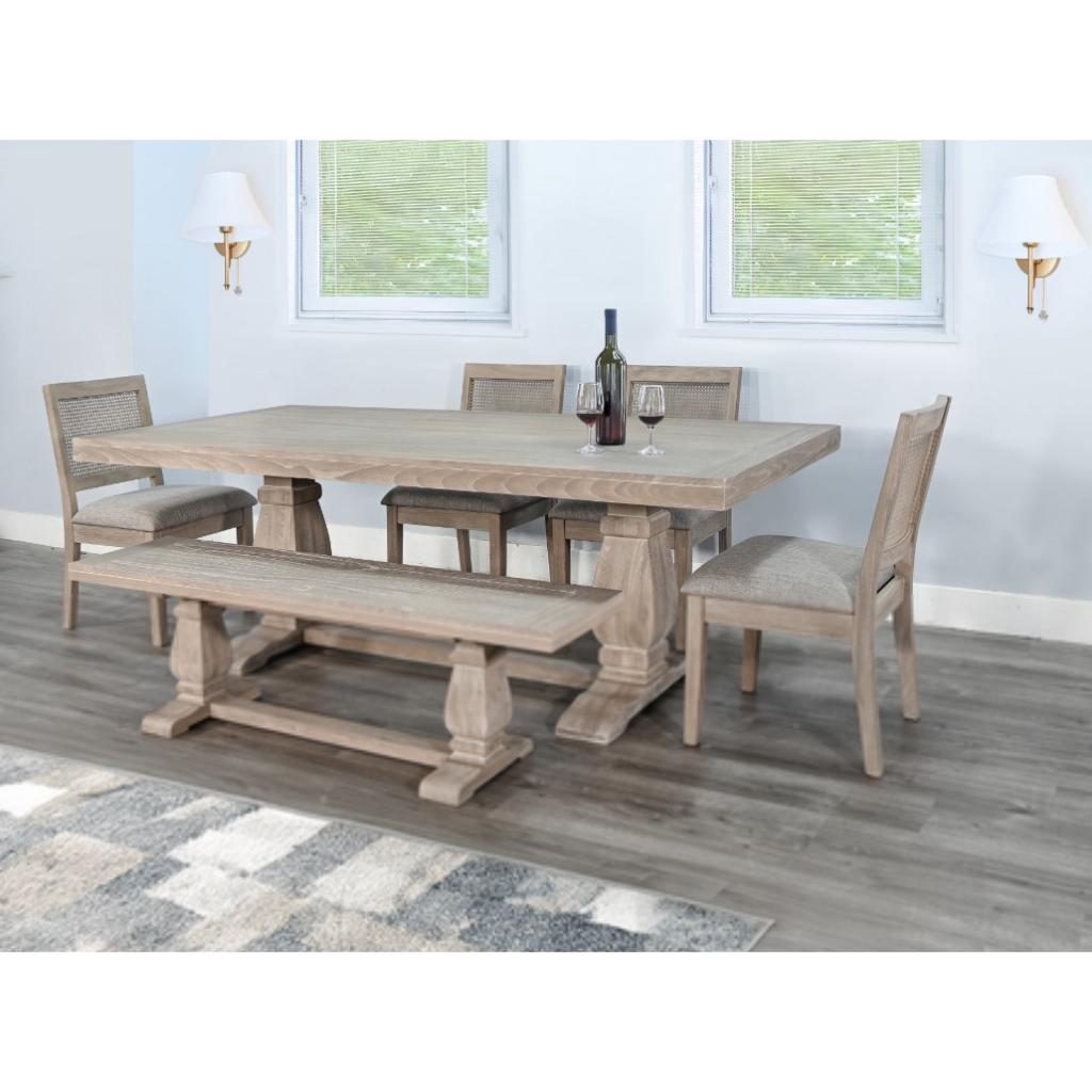 Sunny D Gianna Wooden Rectangular Dining Set with Bench