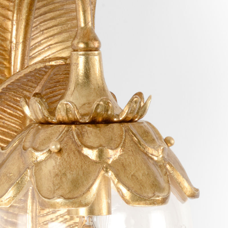 Gold Leaf Design Glass Wall Sconce