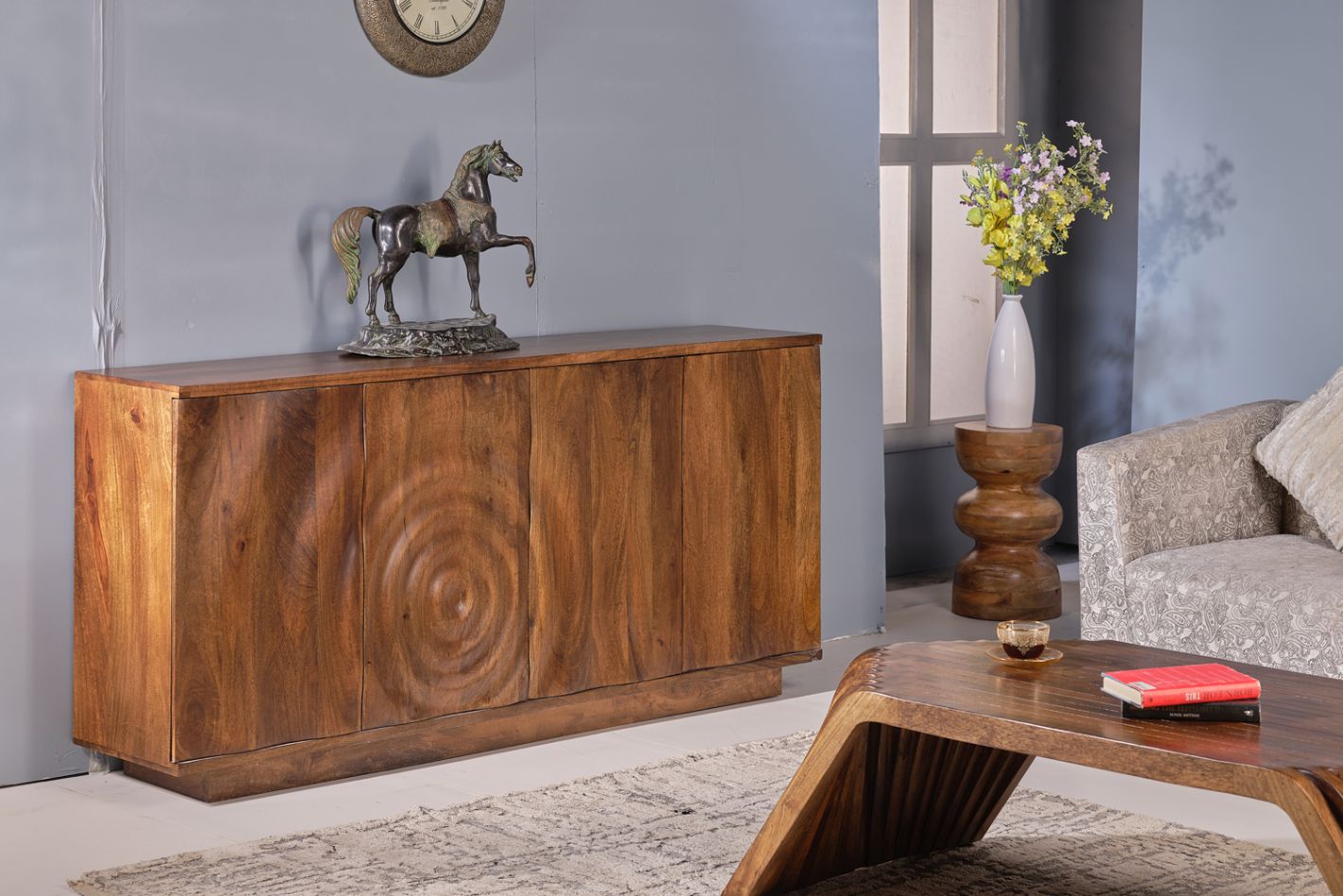 LOOMLAN Rathbone Four Doors Wood Sideboard