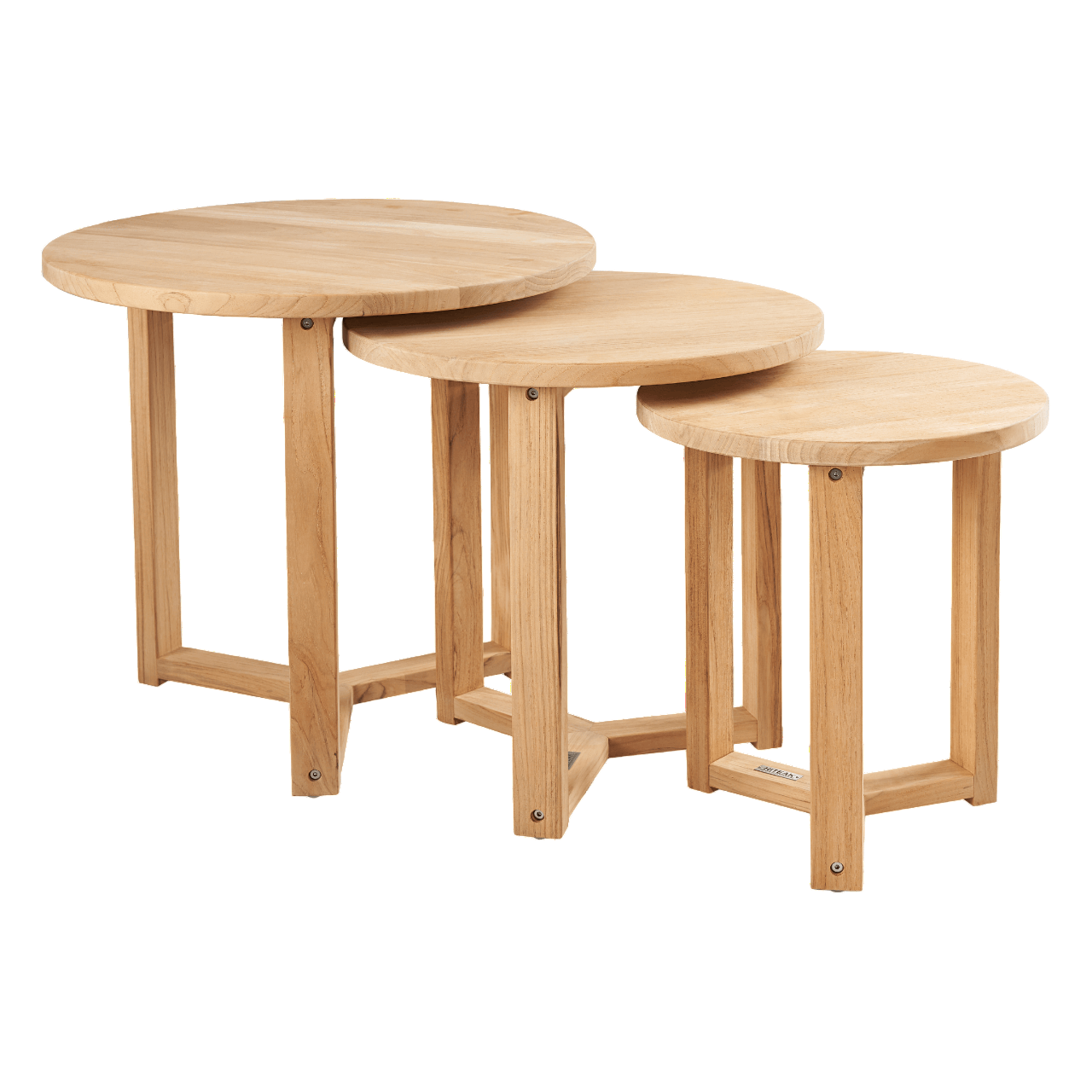 Cross Legs Nesting Teak Patio Side Table