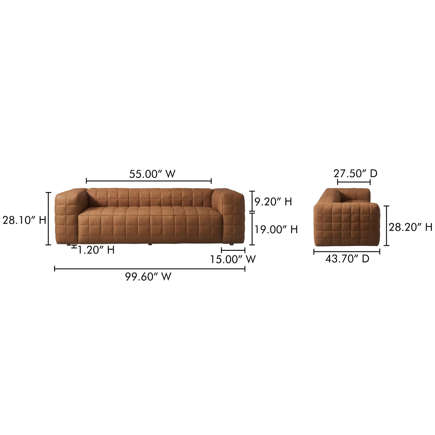 Callan Modern Aniline Leather Sofa