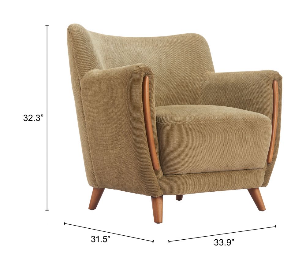 Zuo Modern Hako Olive Fabric Club Chair