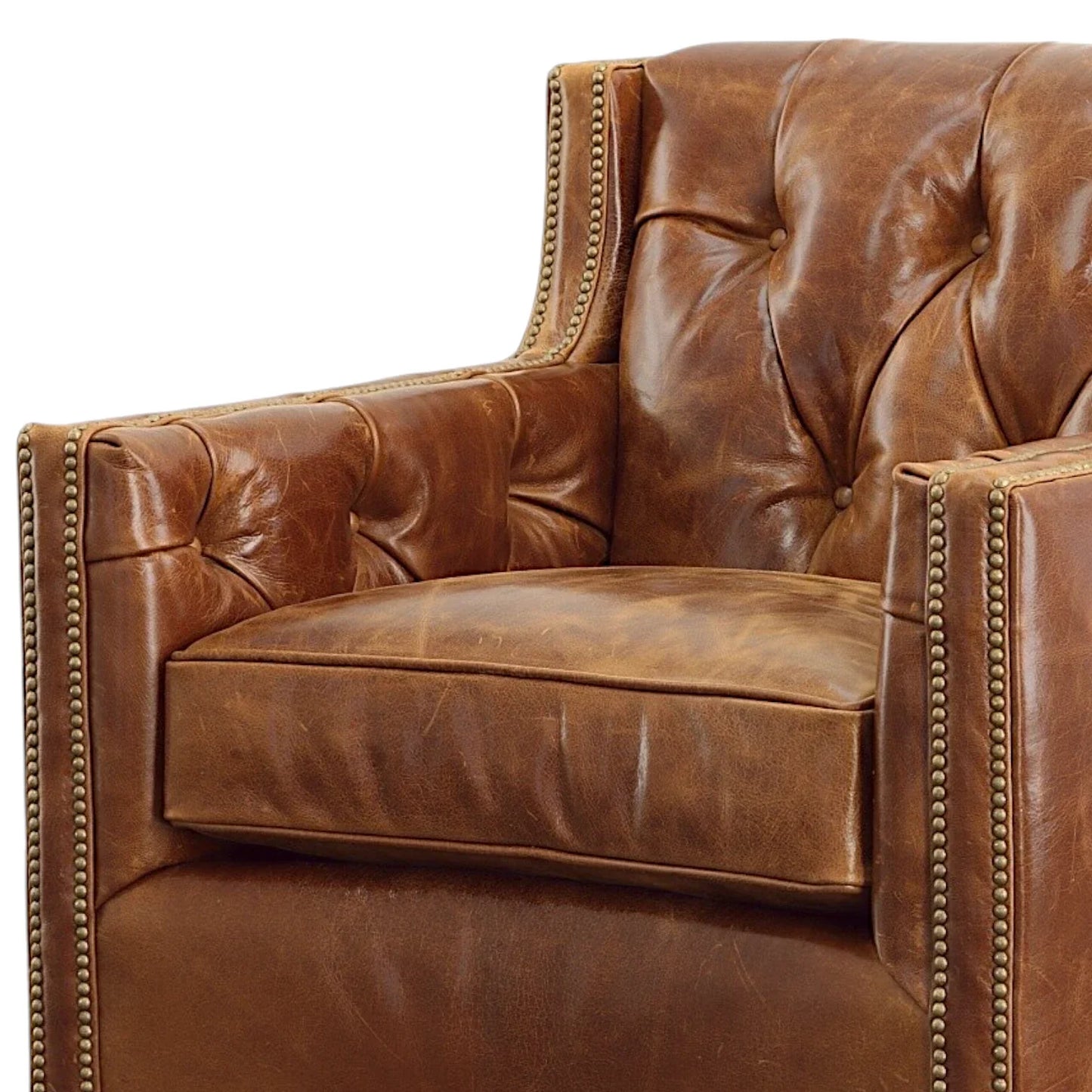 Uptown Sebastian Brandy Grain Brown Leather Large Swivel Chair