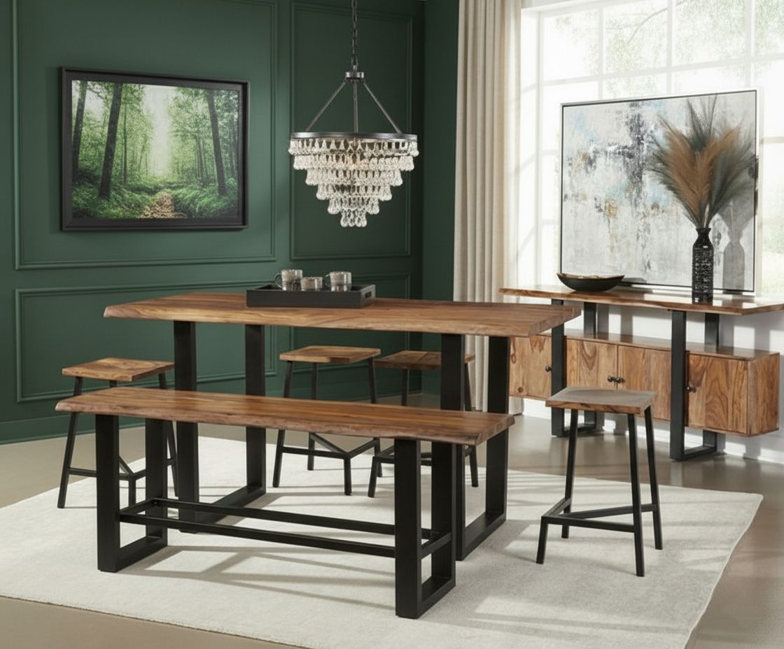 LOOMLAN Maelira Counter Height Wooden Dining Bench
