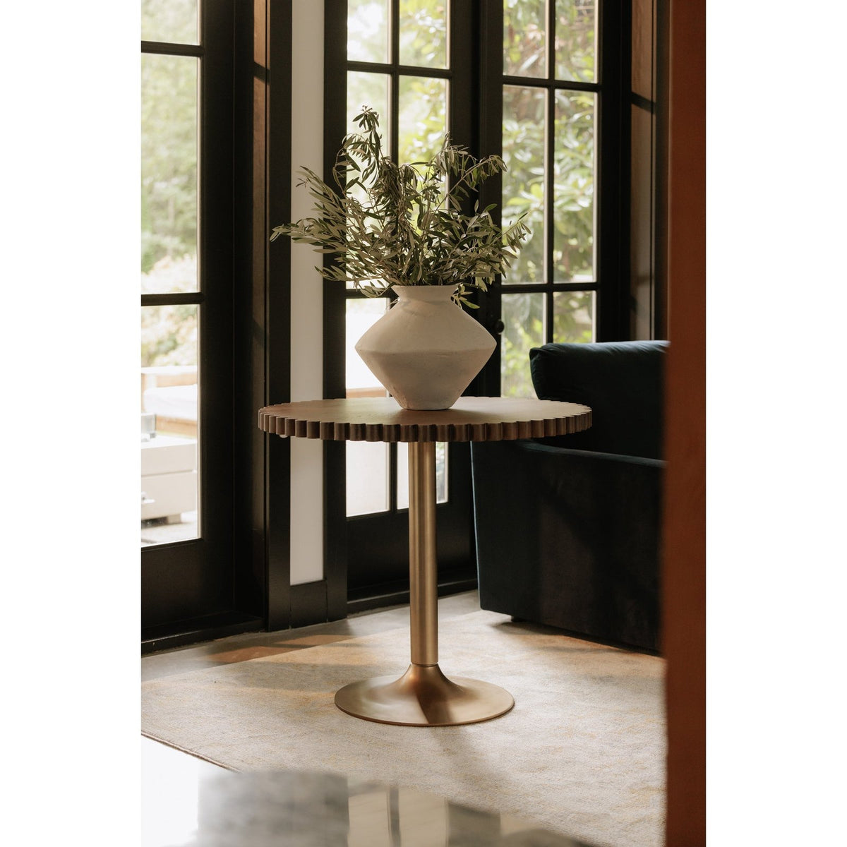 Moe's Home Nomi Wood and Iron Round Brown Cafe Table