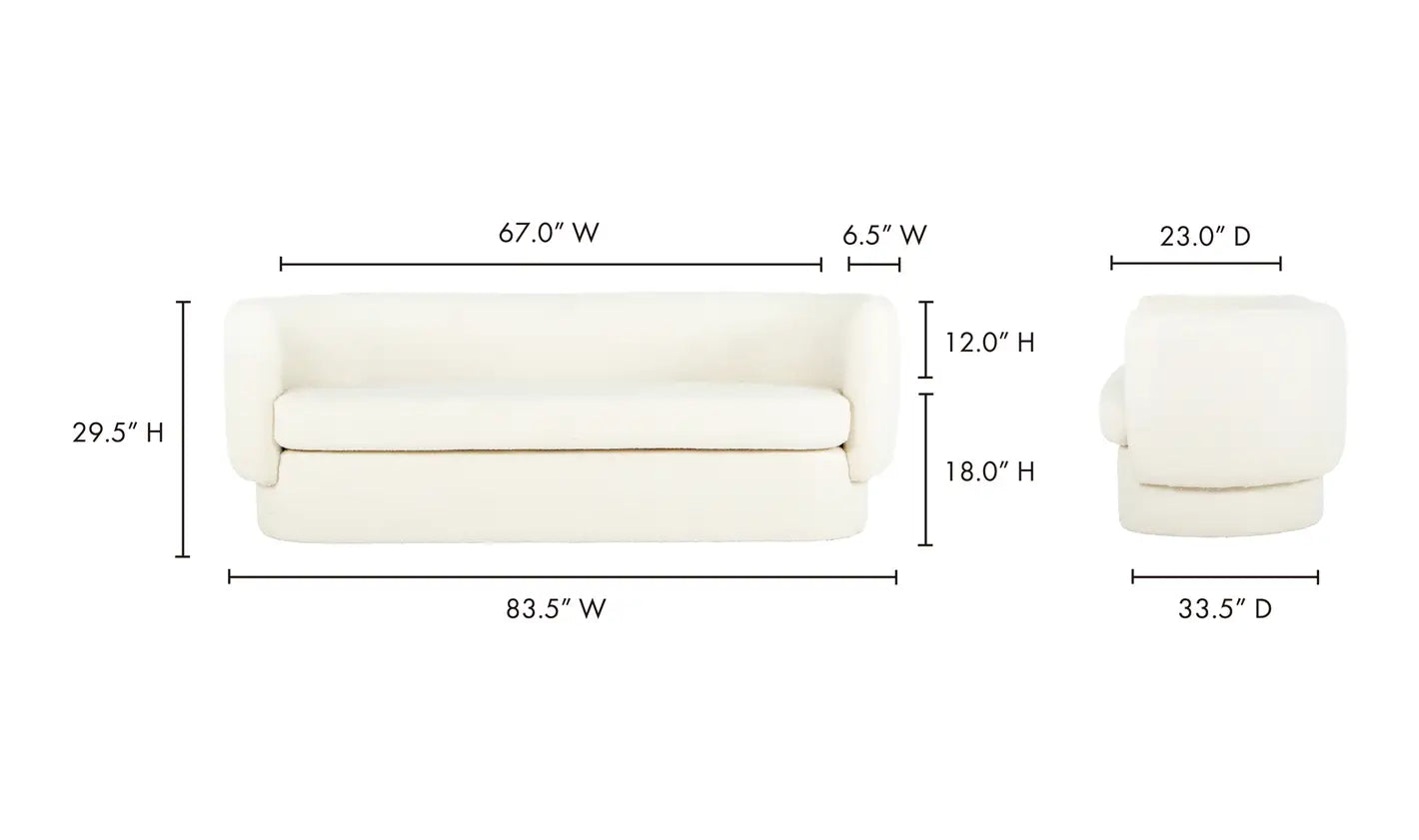Moe's Home Koba Boucle White Sherpa Barrel Sofa