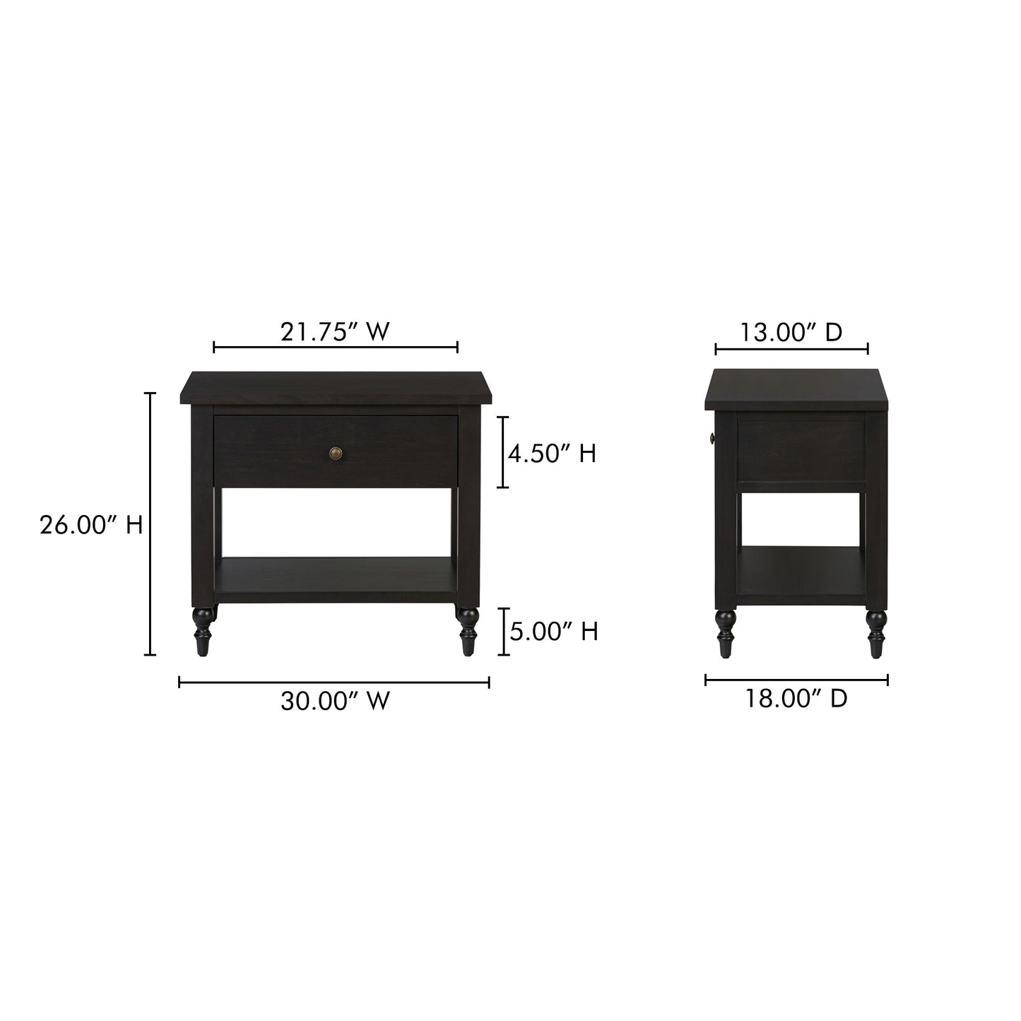Katherine Black Soft Closing Drawer Nightstand