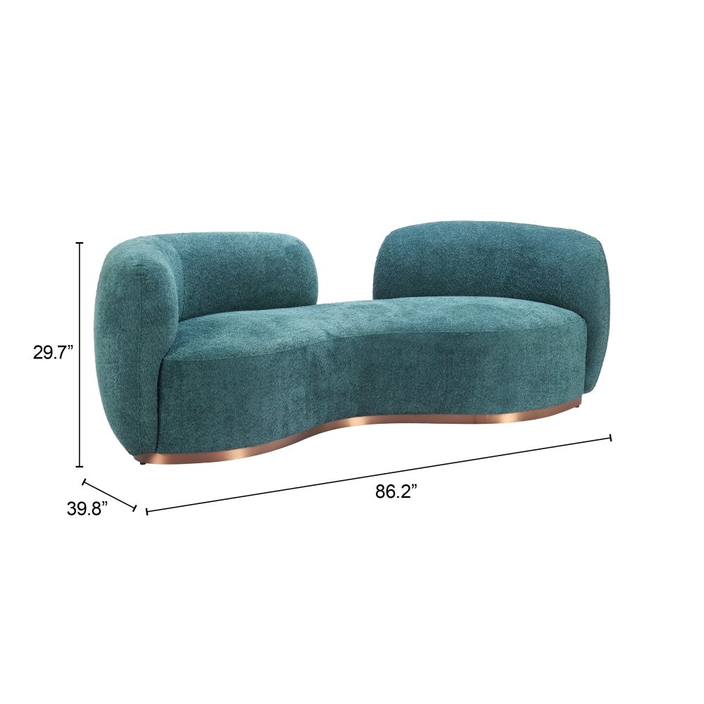 Zuo Modern Jamela Teal Fabric Sofa