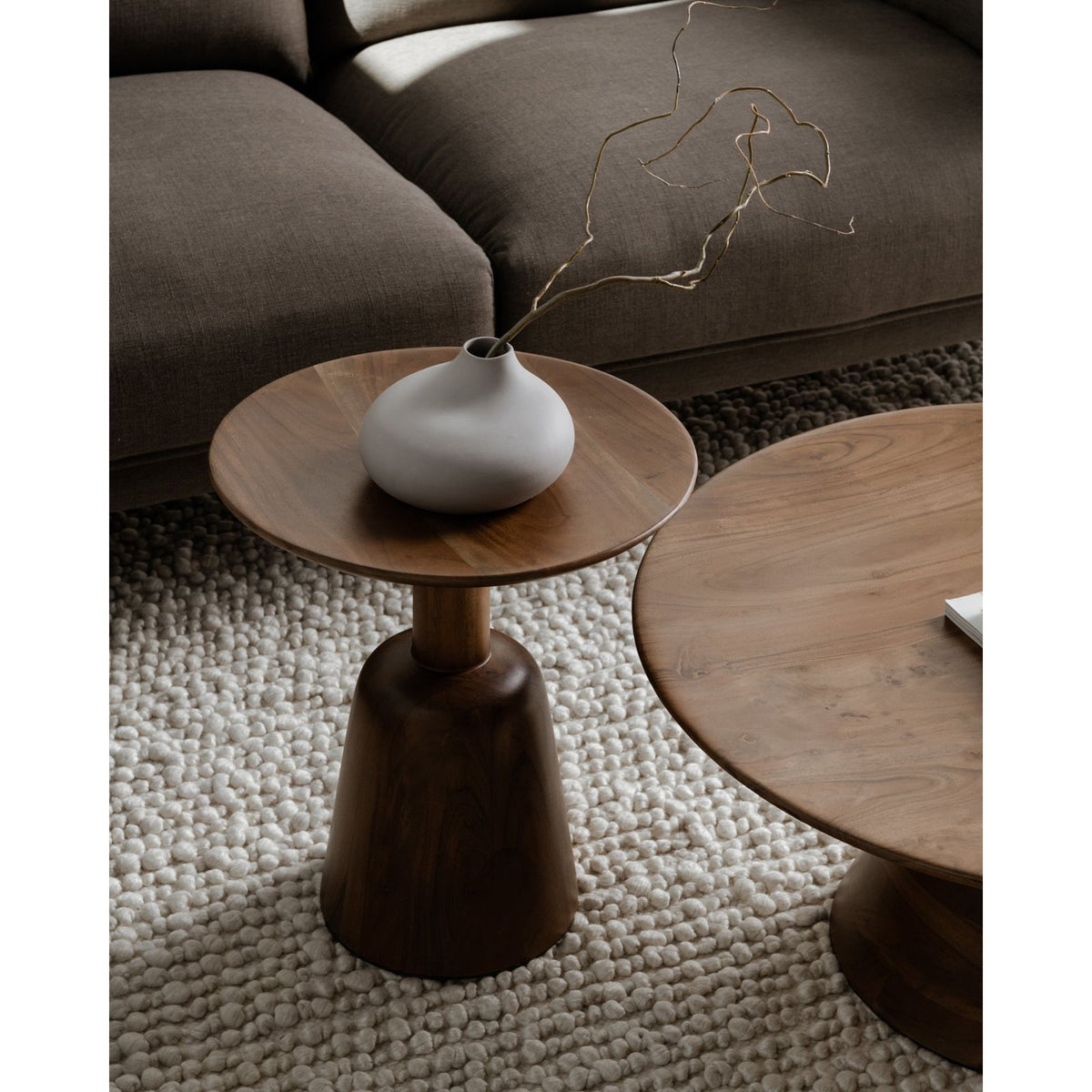 Moe's Home Nels Acacia Wood Brown Round Coffee Table