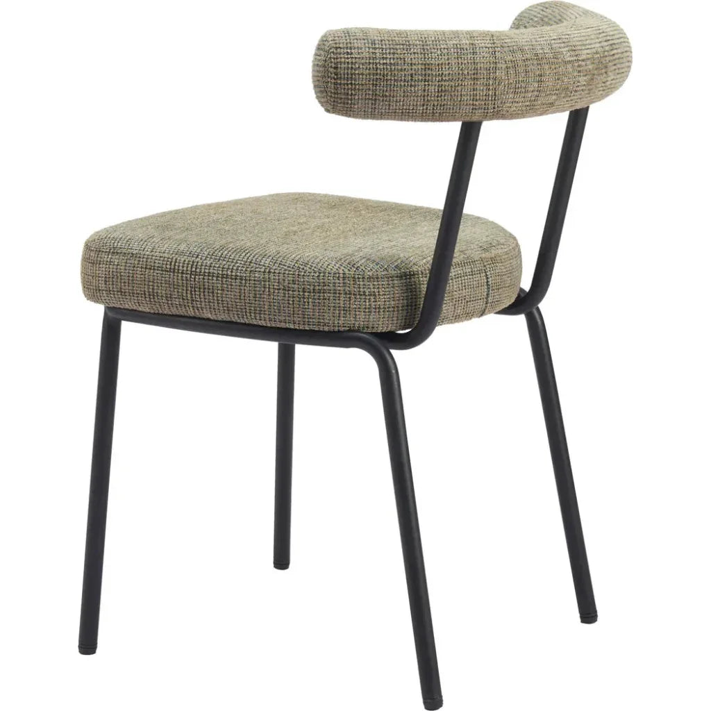 Zuo Modern Kede Black Steel Green Tweed Dining Chair 2PC