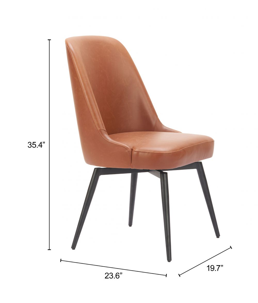 Zuo Modern Keppel Faux Leather Swivel Dining Chair 2PC