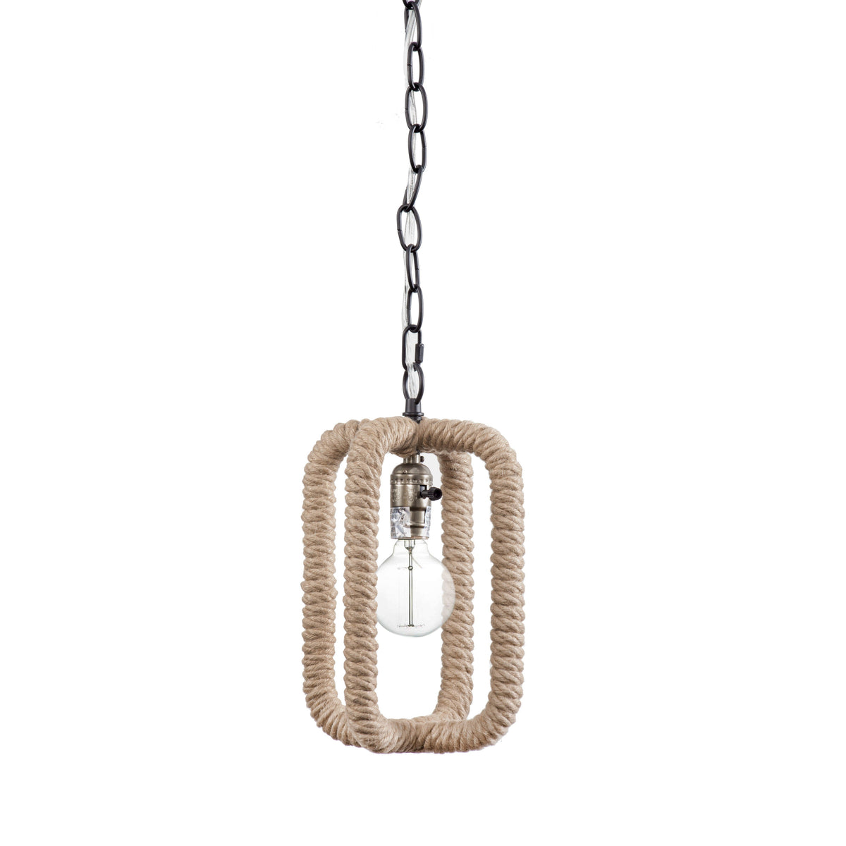 Bassett Mirror Nelson Metal and Rope Brown Pendant