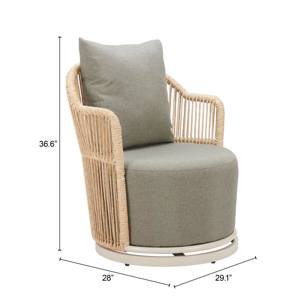 Zuo Modern Lanai Olefin Fabric Swivel Outdoor Accent Chair