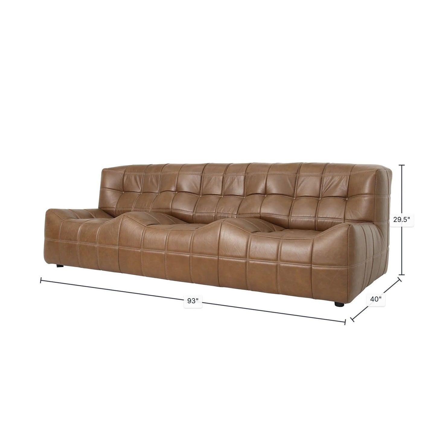 LH Home Linear Three Seater Leather Sofa