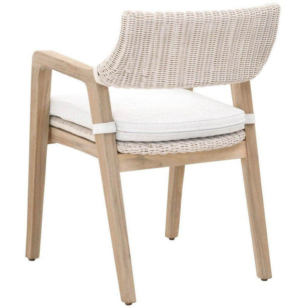 Lucia Outdoor Arm Chair White Wicker and Teak Outdoor Accent Chairs Sideboards and Things By Essentials For Living