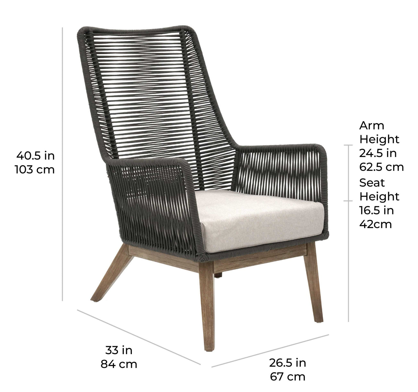 Marco Polo Lounge Chair - Grey Outdoor Lounge Chair-Outdoor Lounge Chairs-Seasonal Living-Sideboards and Things