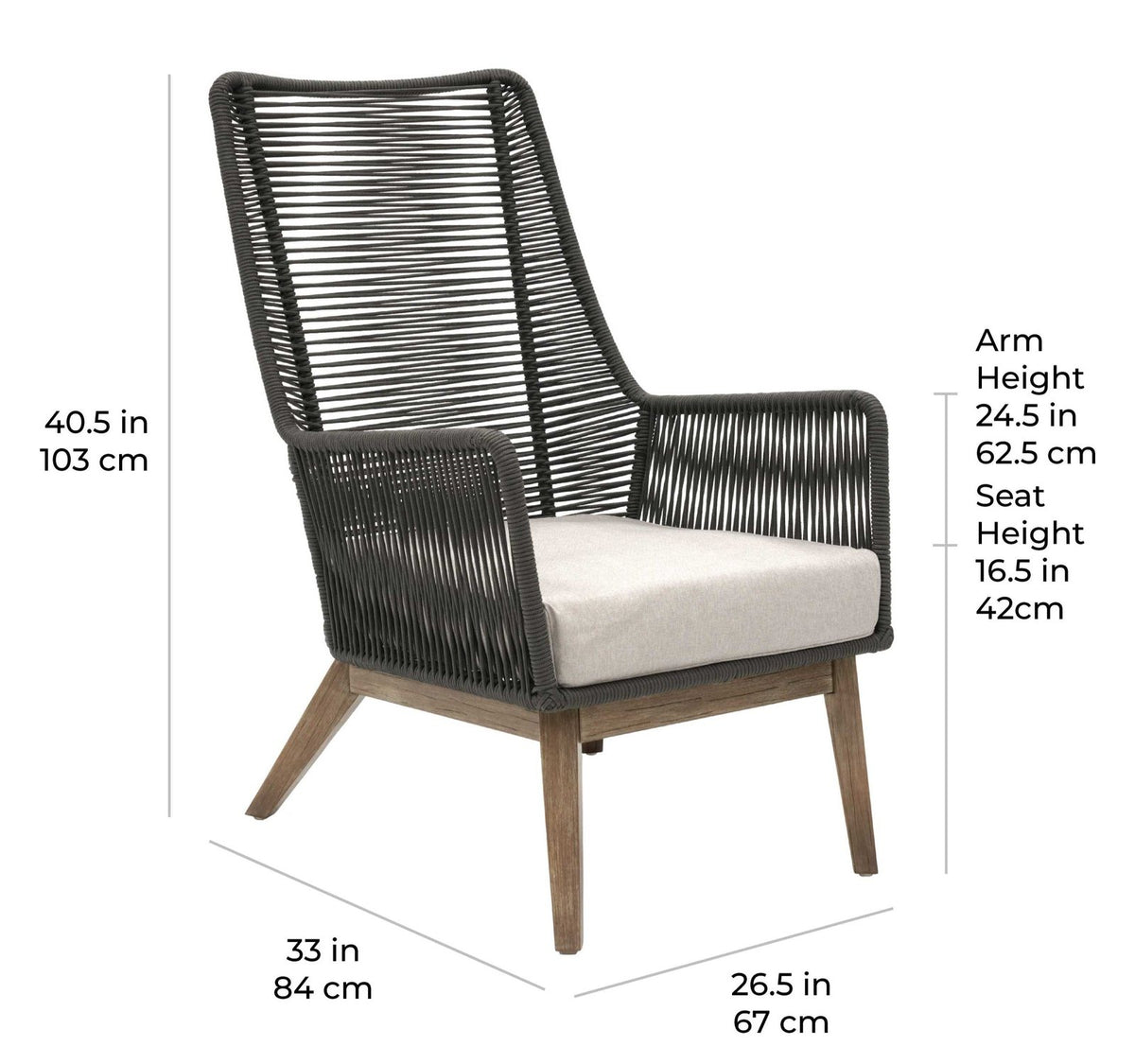 Seasonal Living Marco Polo Lounge Chair - Grey Outdoor Lounge Chair