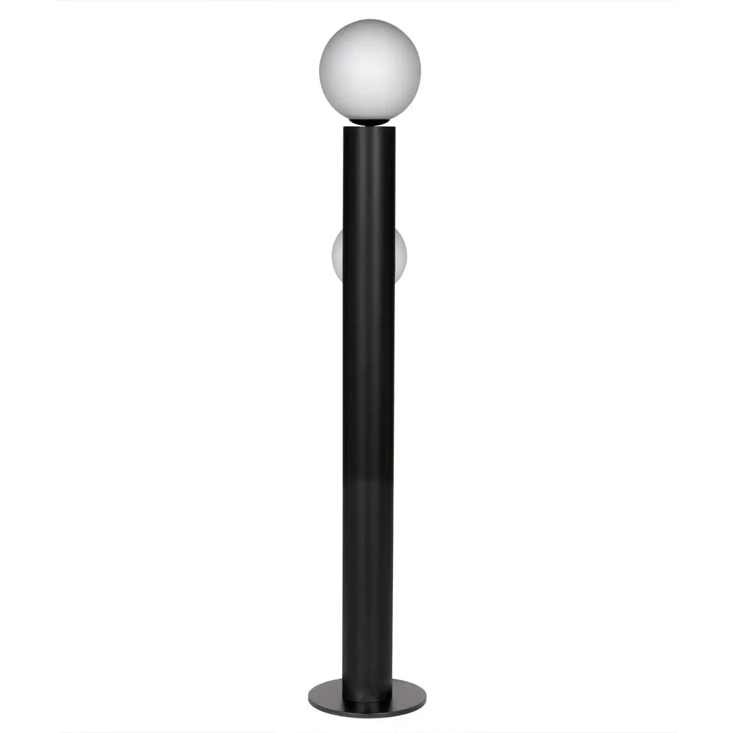 Noir Marlowe Steel and Frosted Globe Floor Lamp