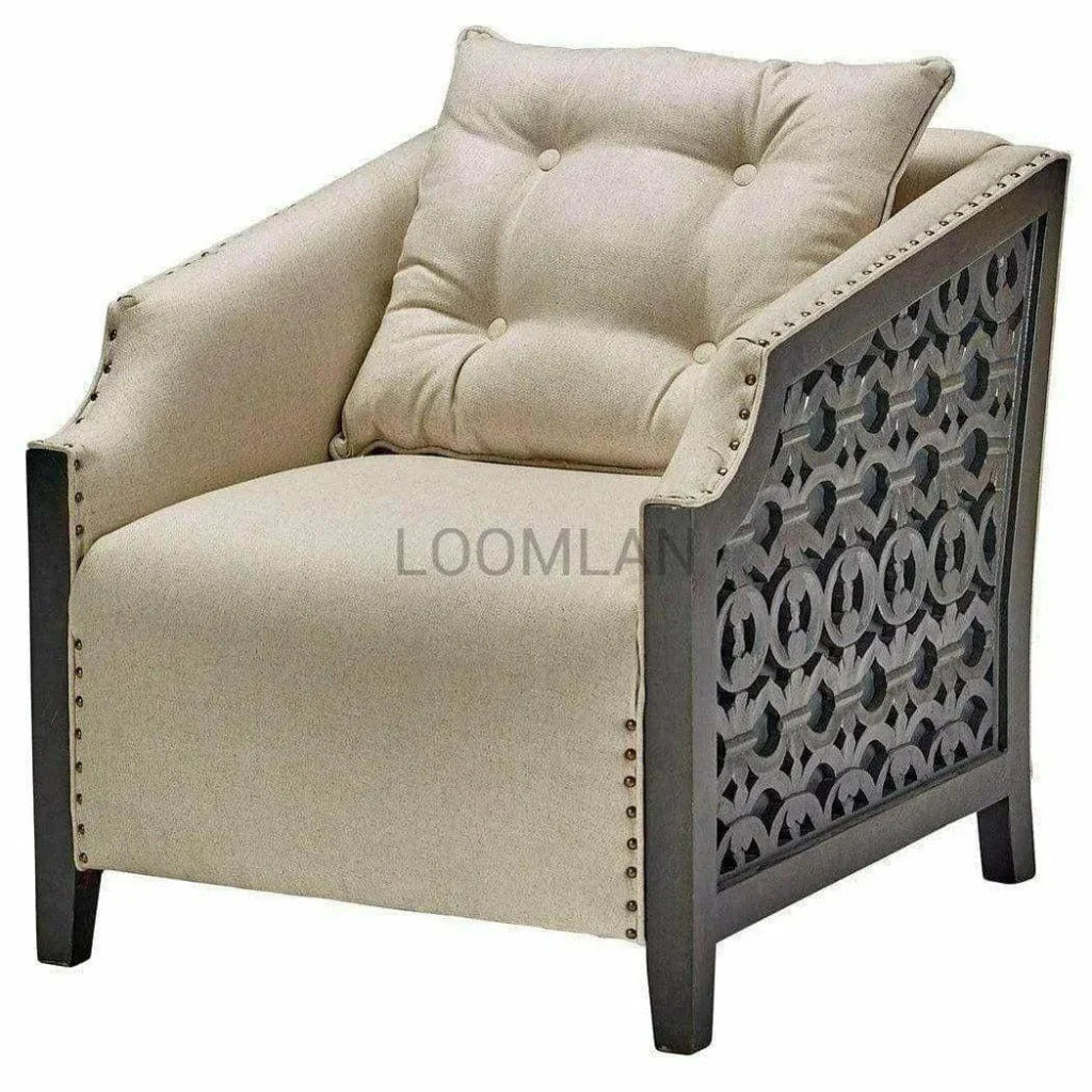LOOMLAN Marveth Hand Panels Club Chair with Throw Pillow