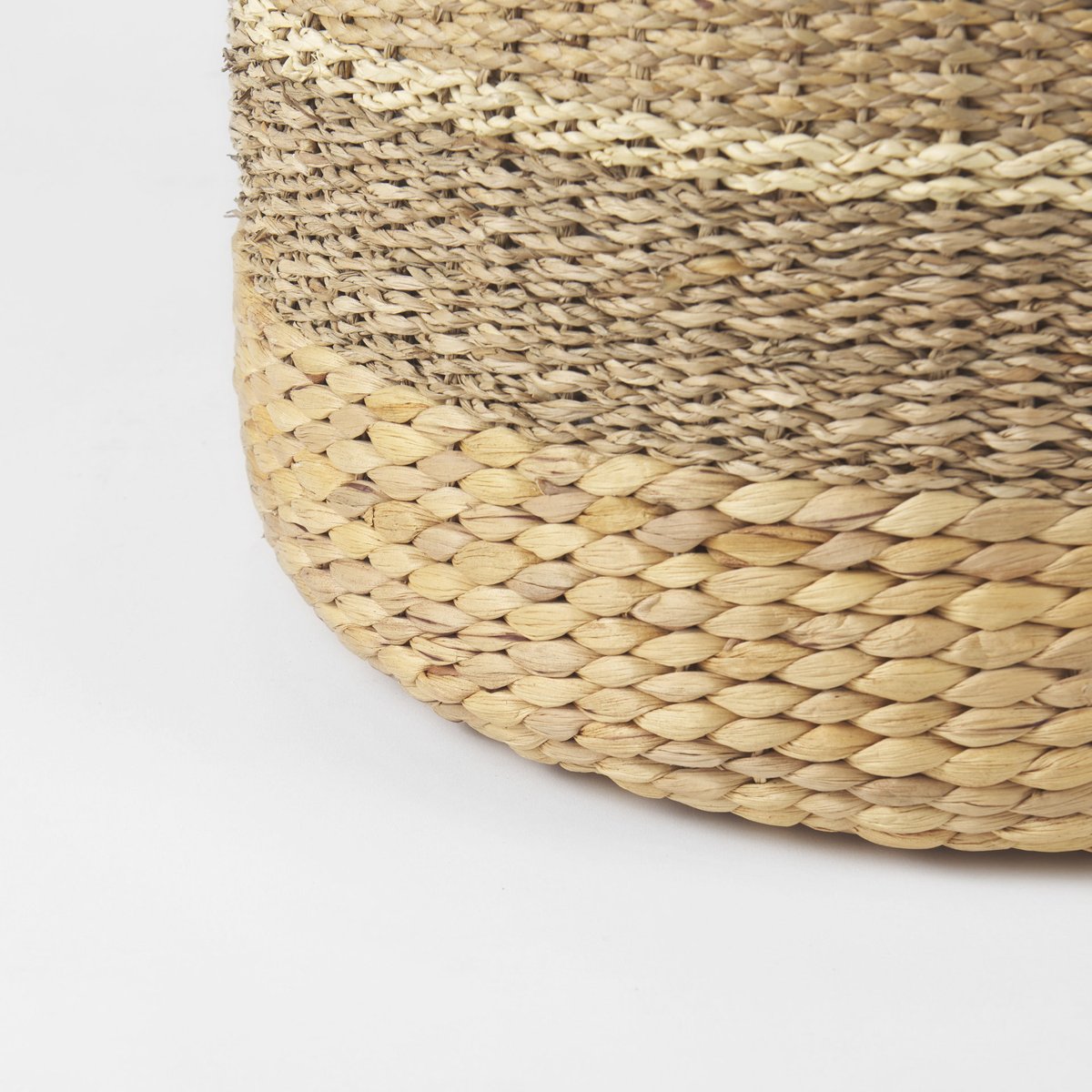 Mercana Maya Brown Stripes Seagrass Round Pouf