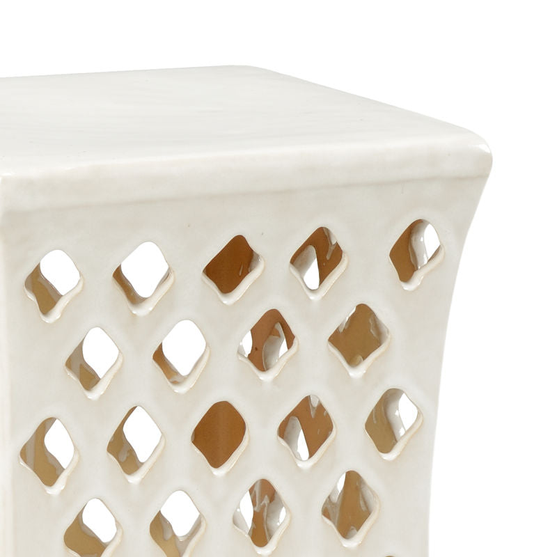 Chelsea House Merideth White Glaze Ceramic Outdoor Garden Stool