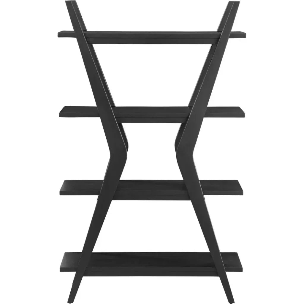 Modern X Shaped Wooden 4 Shelve Etagere - LOOMLAN - Bassett Mirror - Etageres