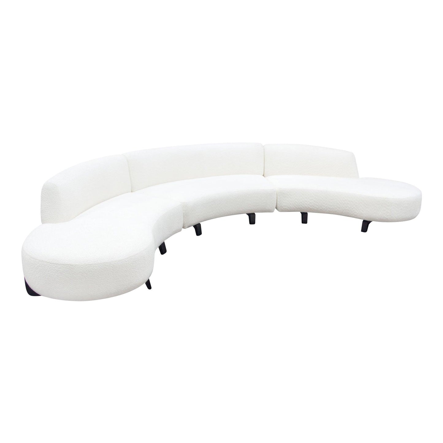 Modular Armless Curved Back White Boucle Sofa Chaise 3PC Set Modular Sofas Sideboards and Things By Diamond Sofa