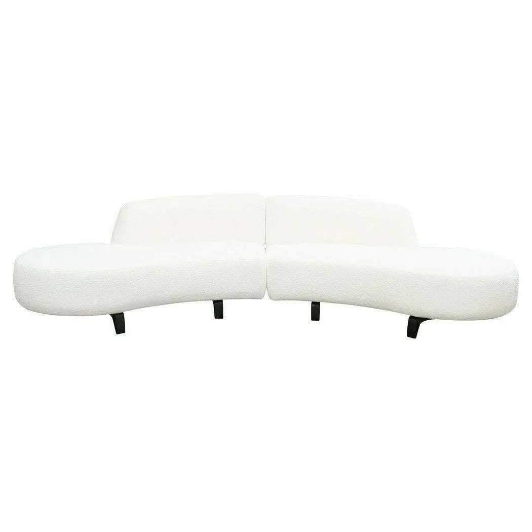 Modular Curved Back White Boucle Sherpa Sofa Chaise 2PC Set Modular Sofas Sideboards and Things By Diamond Sofa